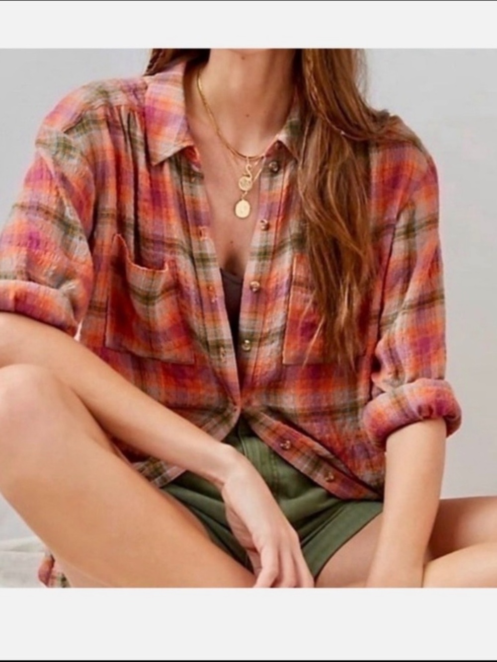 Anthropologie Pilcro button down plaid tunic